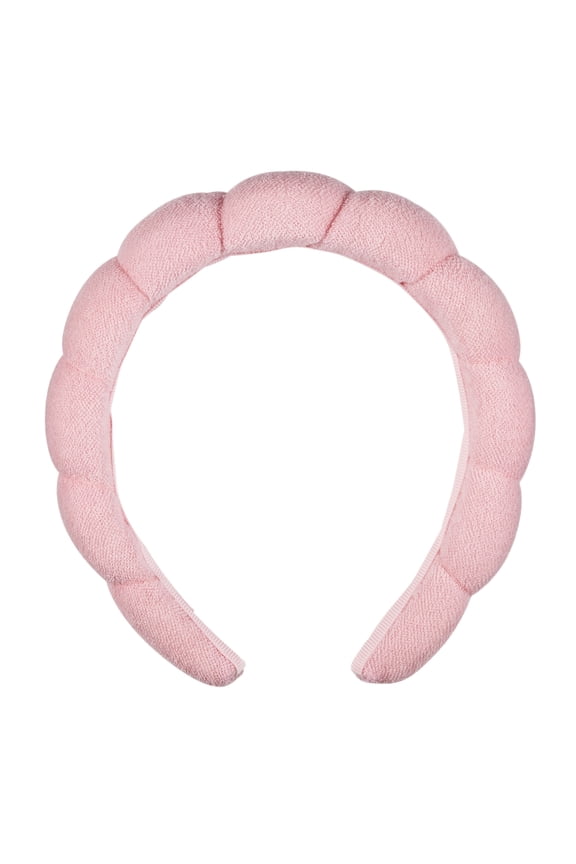 Spa Makeup and Face Washing Headband, Pink Bubble Design, Ultra-Absorbent Terry Cloth