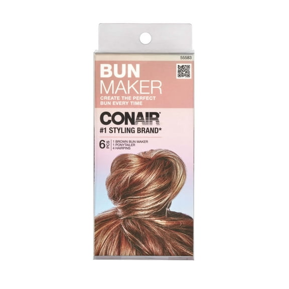 Conair Bun Maker Kit with Bobby Pins, Brown, 6 pk