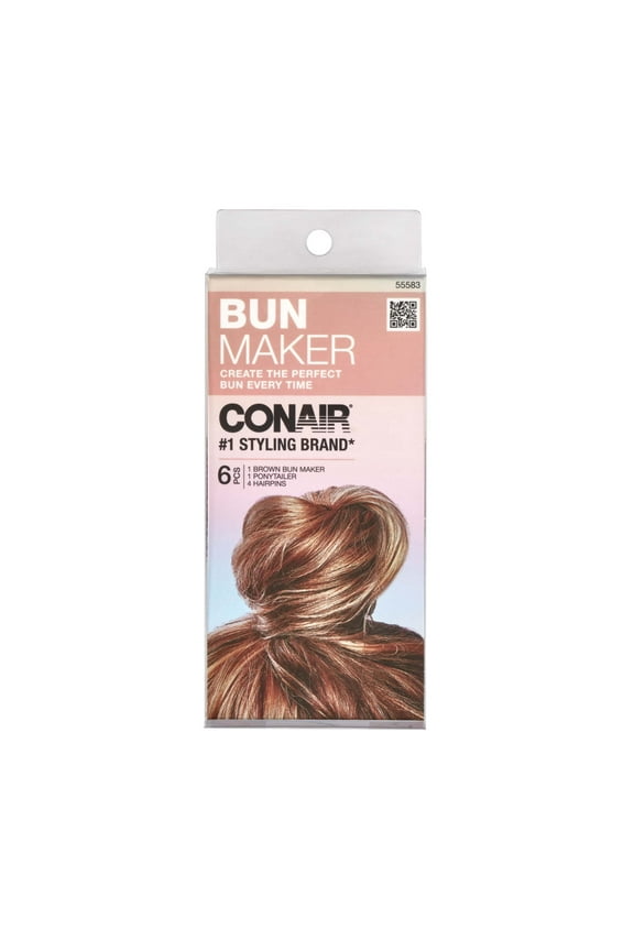 Bun Maker Kit with Bobby Pins, Brown, 6 pk