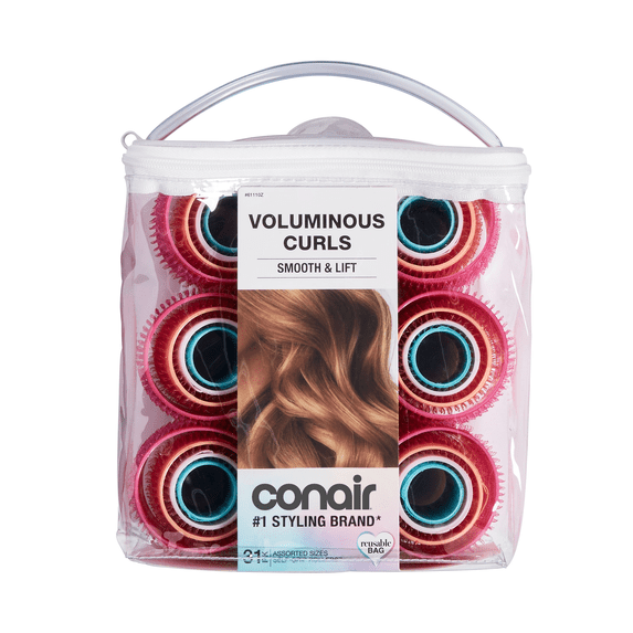 Conair Volumizing Self-Grip Hair Rollers, Assorted Multicolor 31-Pack With Travel Case