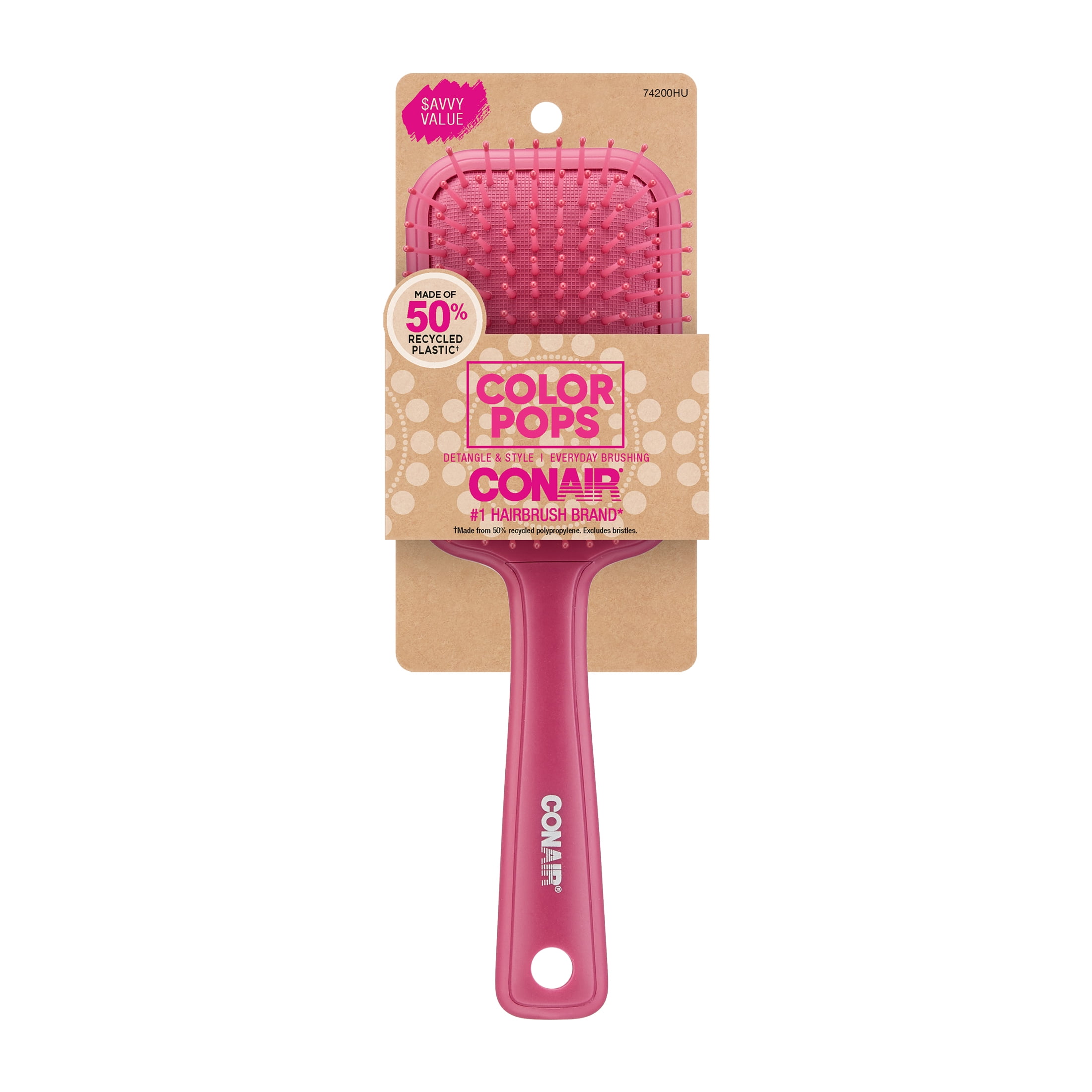 Conair Color Pops Paddle Hair Brush, Pink