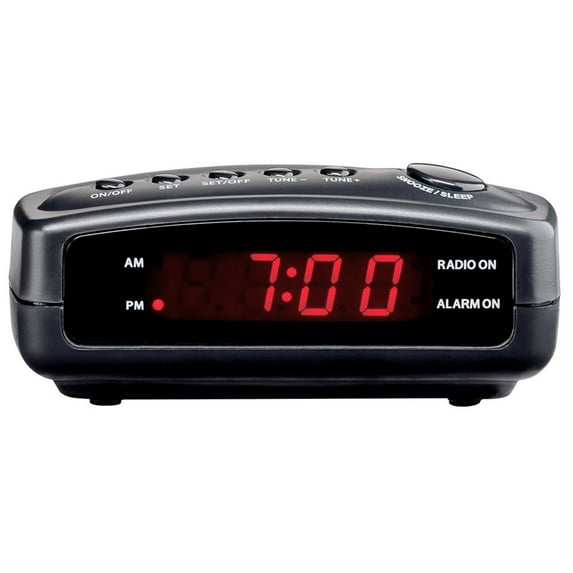 Conair Compact Clock Radio with Single-Day Alarm, Black