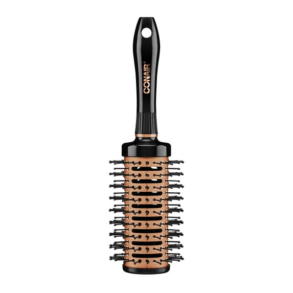 Conair Copper Collection Quick Blow-Dry Hi-Speed Style Professional Nylon Bristles 10" Round Hair Brush, Bronze