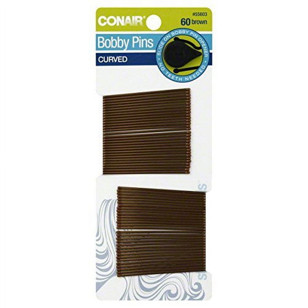 Conair Curve Bobby Pins, Brown Beauty Hair Clip for Hold and Styling