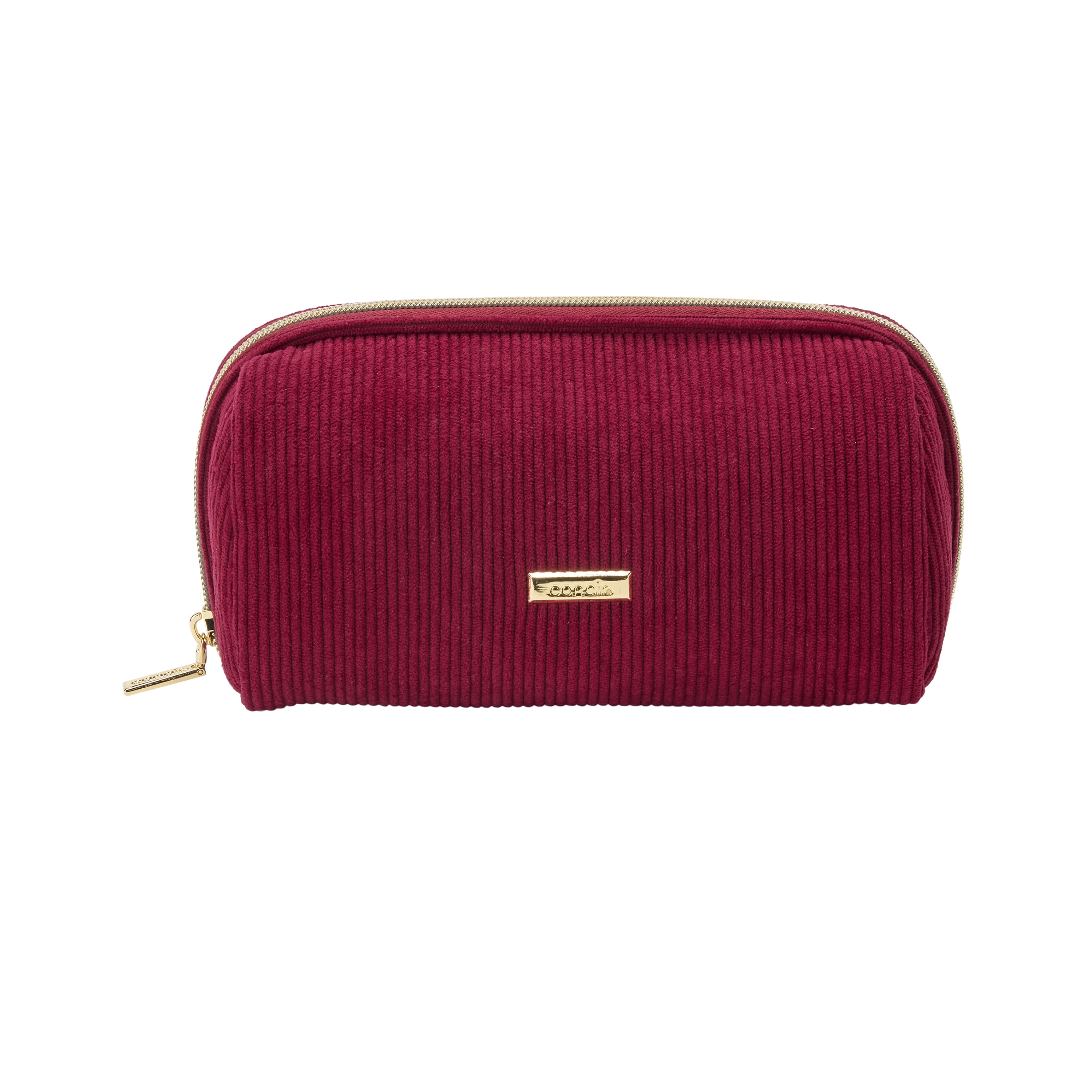 Conair Burgundy Cord Pencil Case, Compact Beauty Organizer with Metal Hardware, 1 Count