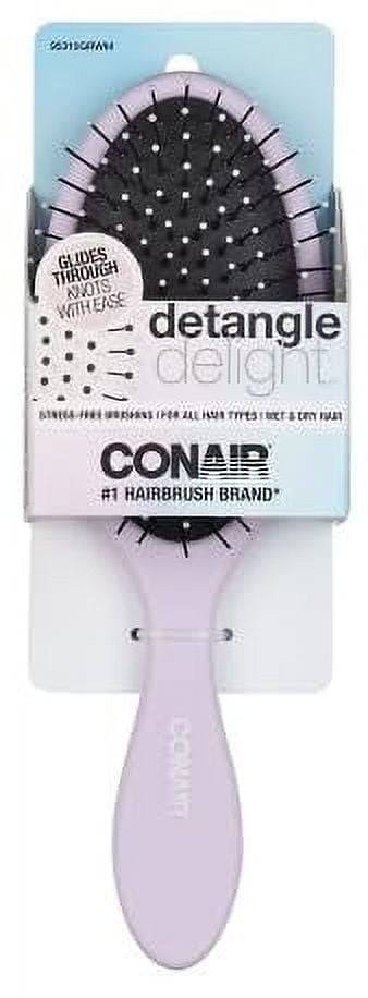 Conair Detangle Delight Hair Brush, Stress-Free Brushing, For All hair Type, Wet and Dry Hair - Features flexible bristles, Light Purple - 1 Count