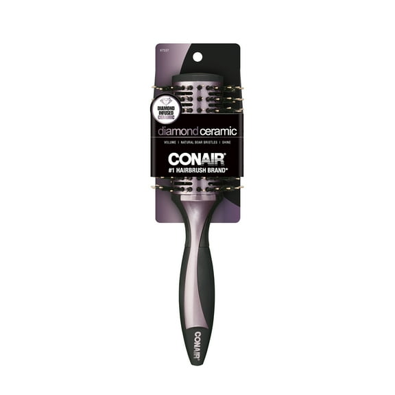 Conair Diamond Ceramic Large Vented Round Hairbrush, Heat-Activated Technology