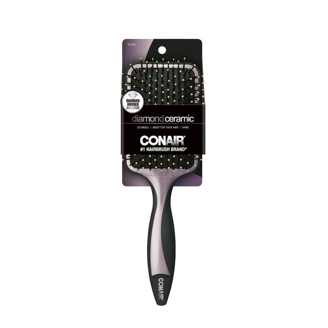 Conair Diamond Ceramic Paddle Hairbrush, Black