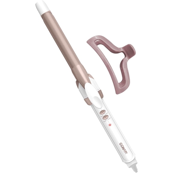 Conair Double Ceramic -Inch Curling Iron with Claw Clip, -Inch Barrel Creates Tight Curls, Hair Curler for Use on Short, Medium, & Long Hair, White/Rose Gold