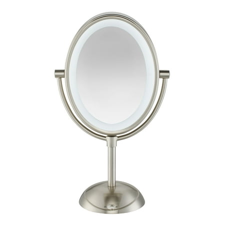 Conair Double-Sided Lighted Vanity Mirror with LED Lights, 1x/7x Magnification, Chrome, BE157
