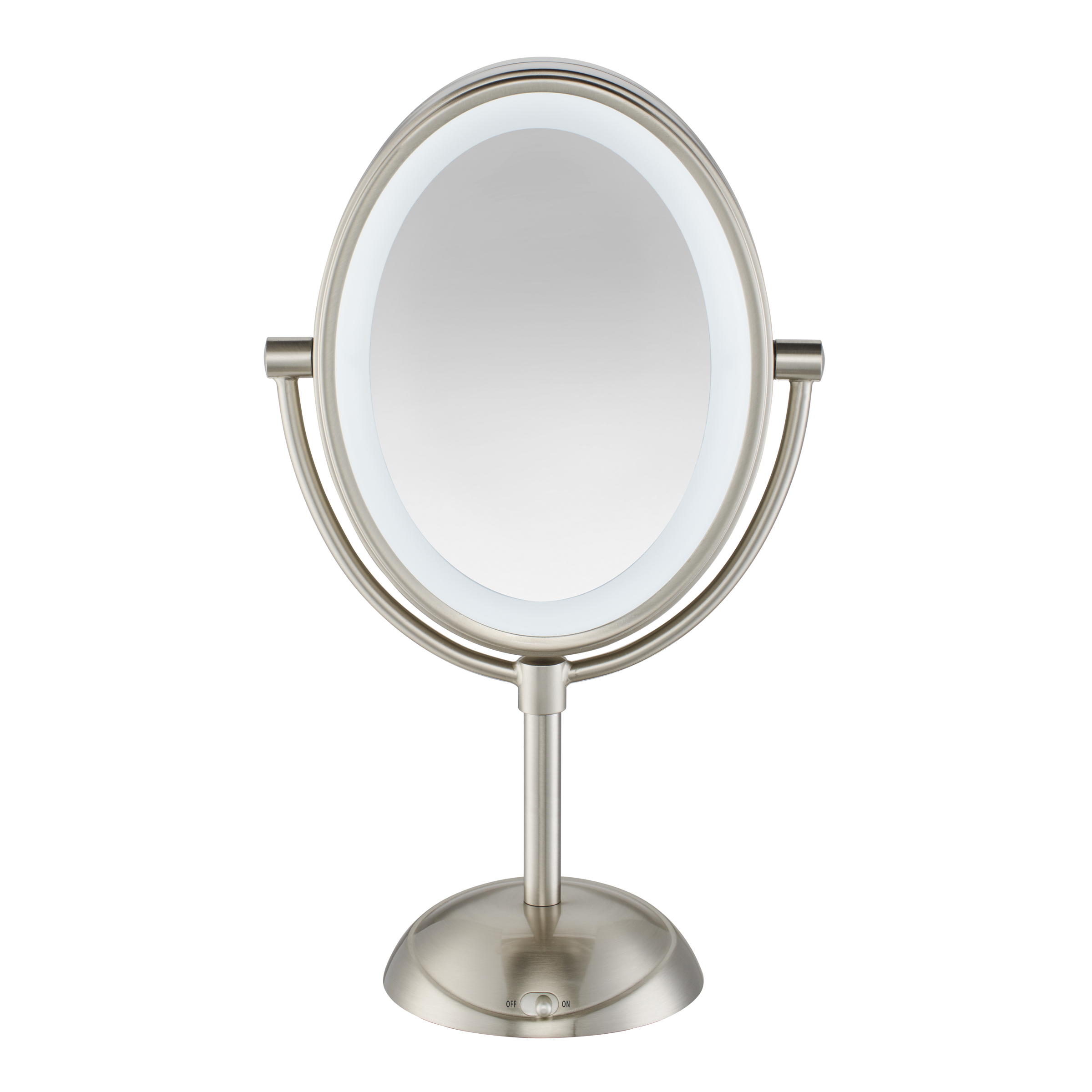 Conair Double-Sided Lighted Vanity Mirror with LED Lights, 1x/7x Magnification, Satin Nickel, BE157 - image 1 of 8