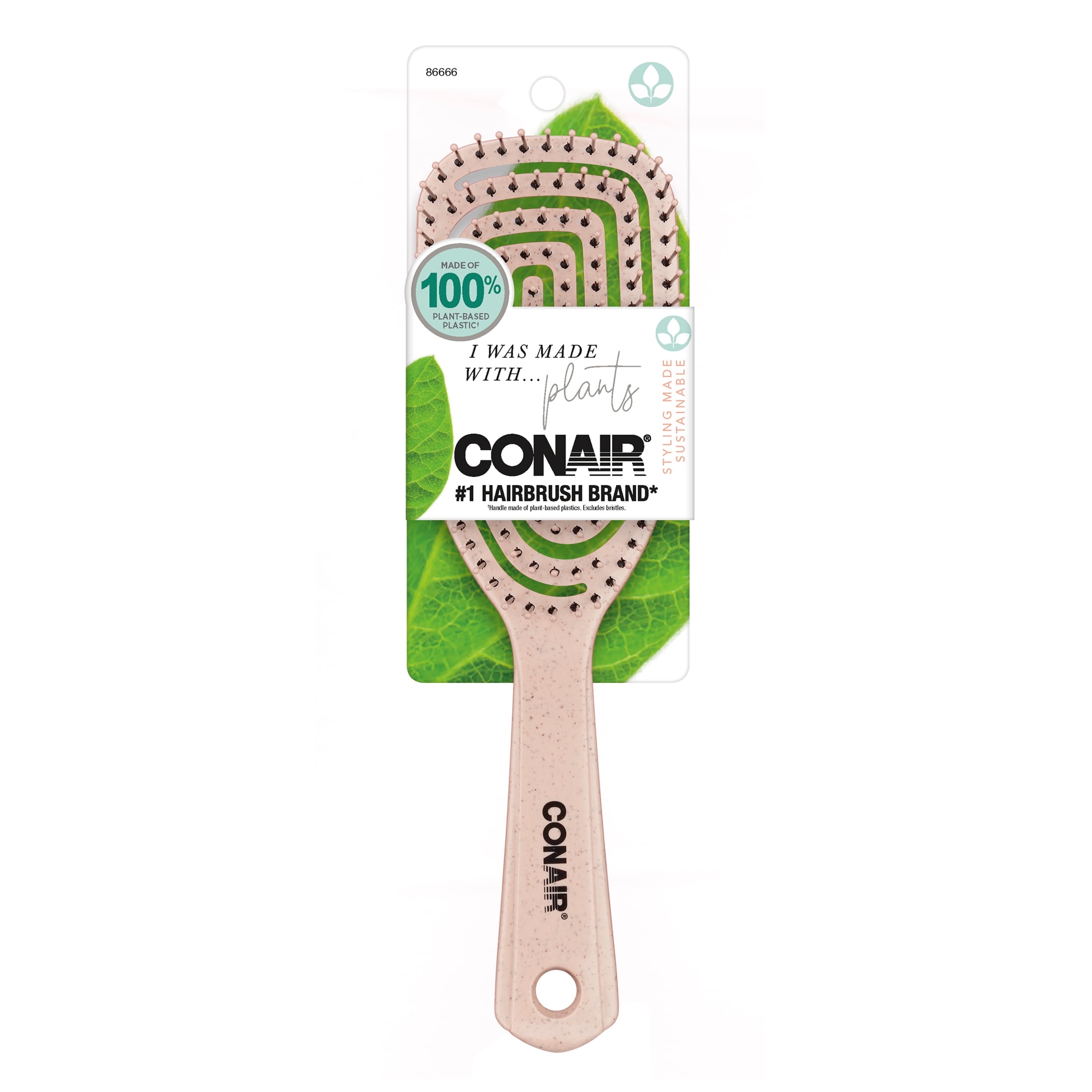 Conair EarthFriendly Upcycled Flexi Head Detangling Hairbrush, Pink