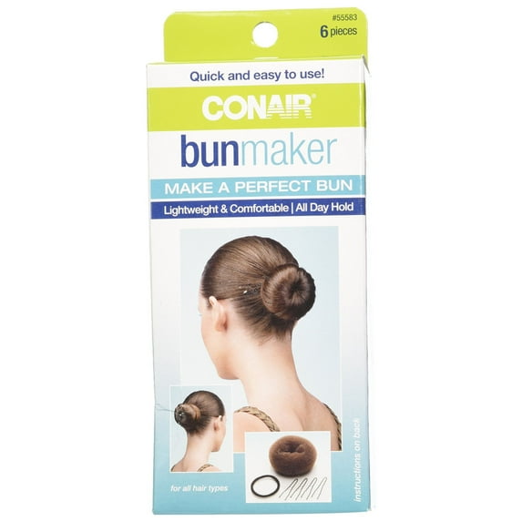Conair Easy Updo Bun Making Kit with Bobby Pins Elastic and Bun Maker (Pack of 6)