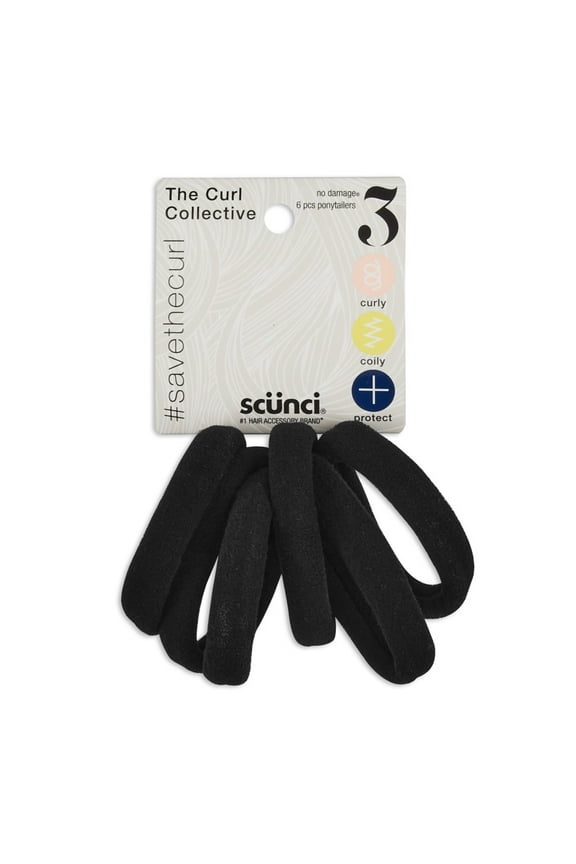 Ex Long Ponytails Curl Collect, Black, 6 Count