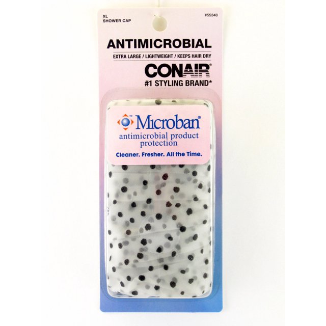 Conair Extra Large Polka Dot Printed Shower Cap (Black)