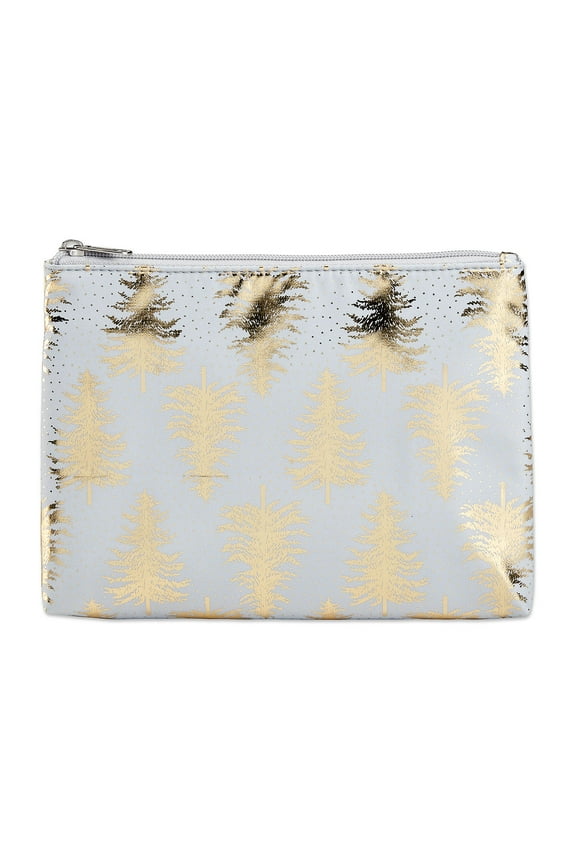 Foiled Microfiber Zippered Pouch Gray And Gold