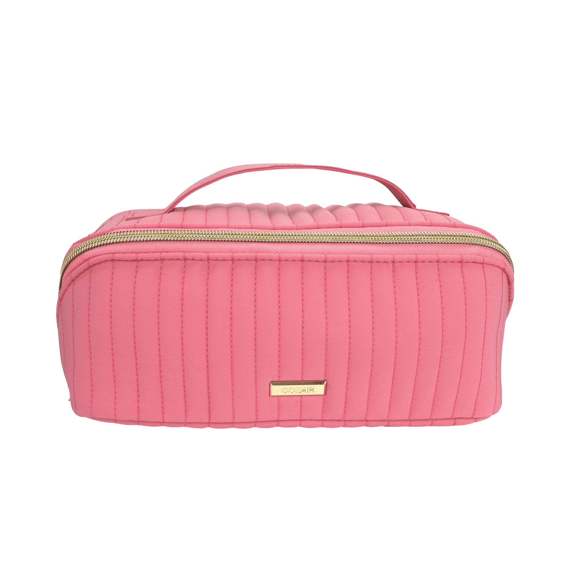 Conair Pink Quilted Fold-Flat Organizer, Travel Clutch with Gold-Tone Hardware