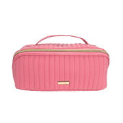 Conair Pink Quilted Fold-Flat Organizer, Travel Clutch with Gold-Tone Hardware