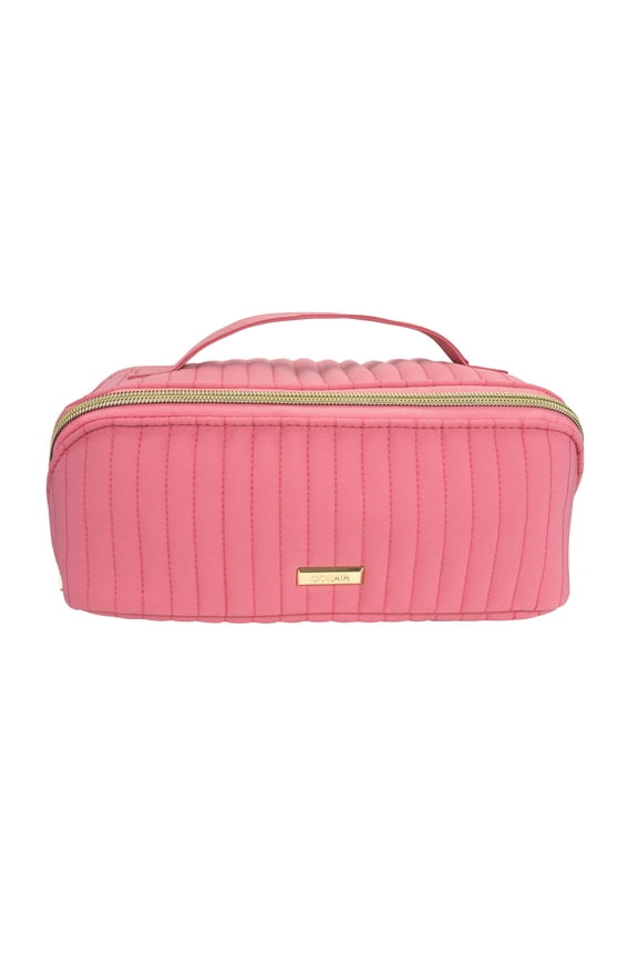 Fold Flat Quilt Pink Cosmetic Bag