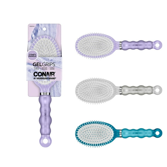Conair Gel Grip Nylon Bristle Cushion Hair Brush, Multicolor