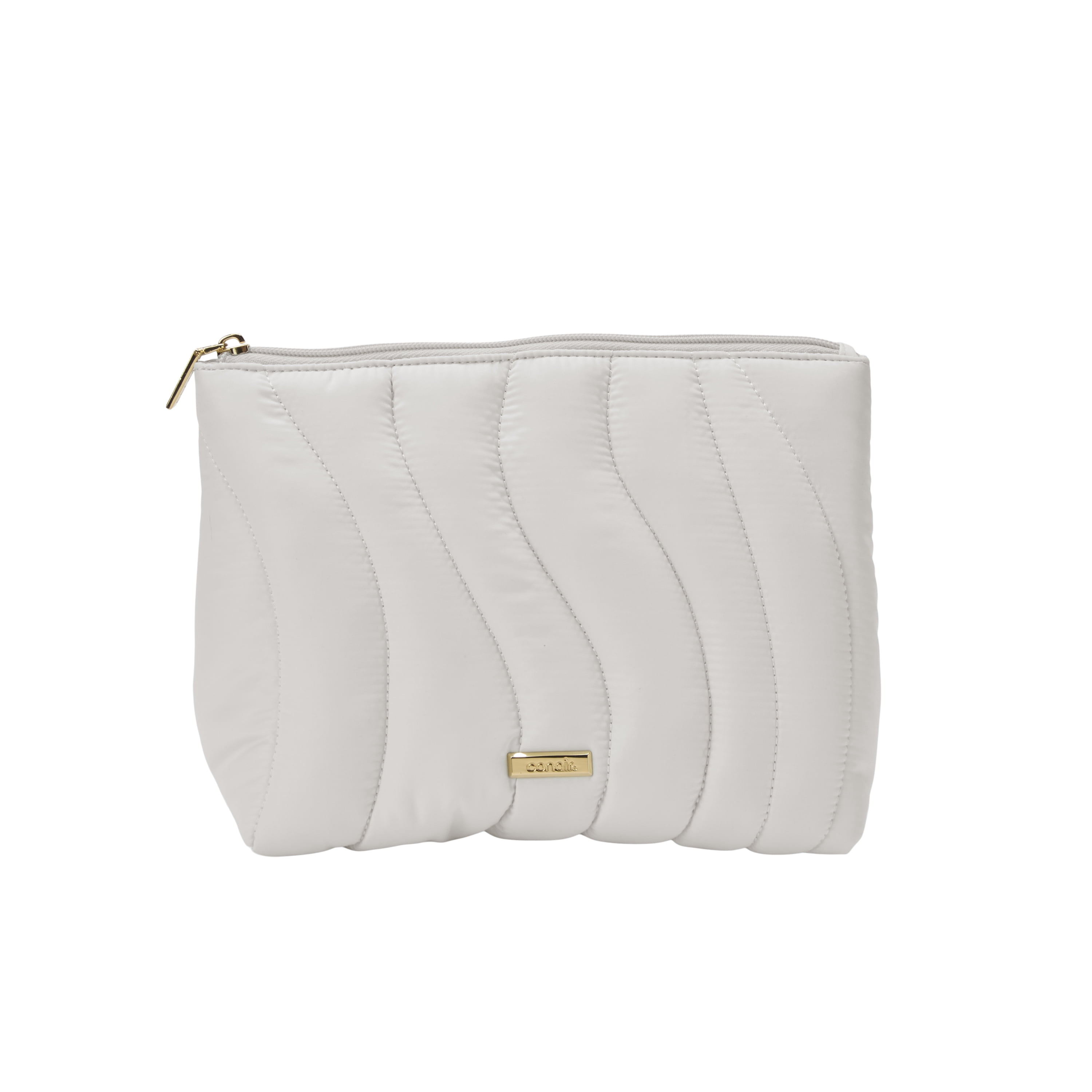 Conair Gray Wavy Quilted Clutch, Travel-Ready Beauty Organizer with Modern Texture, 1 Count