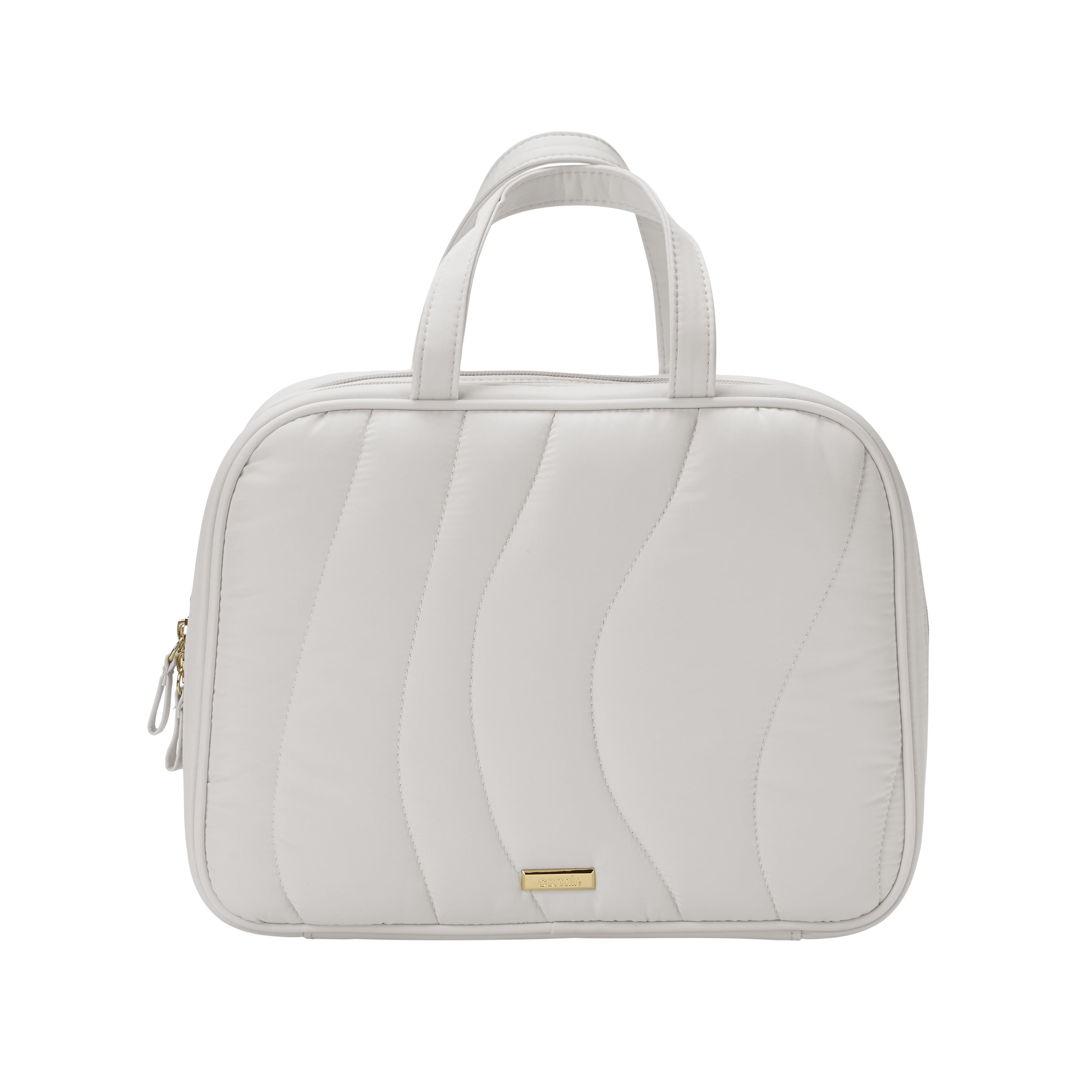 Conair Gray Wavy Quilted Weekender Cosmetic Bag with Hanging Capability, 1 Count
