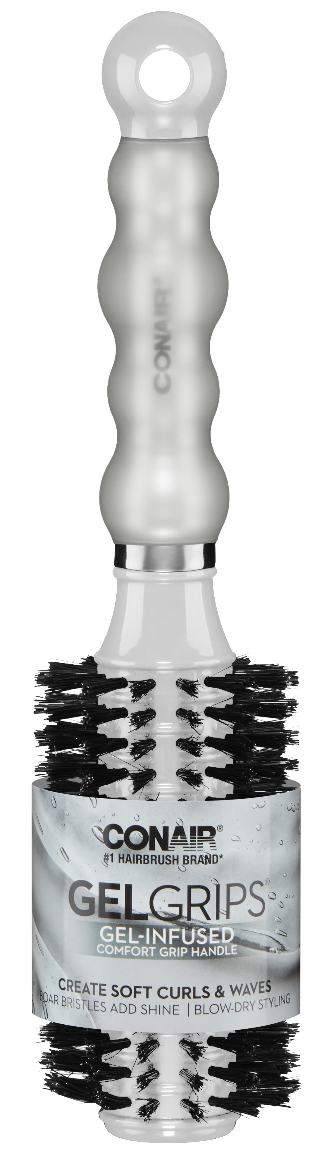 Conair Hair Brush with Boar Bristle, Gel Grips, Medium, Round, Assorted