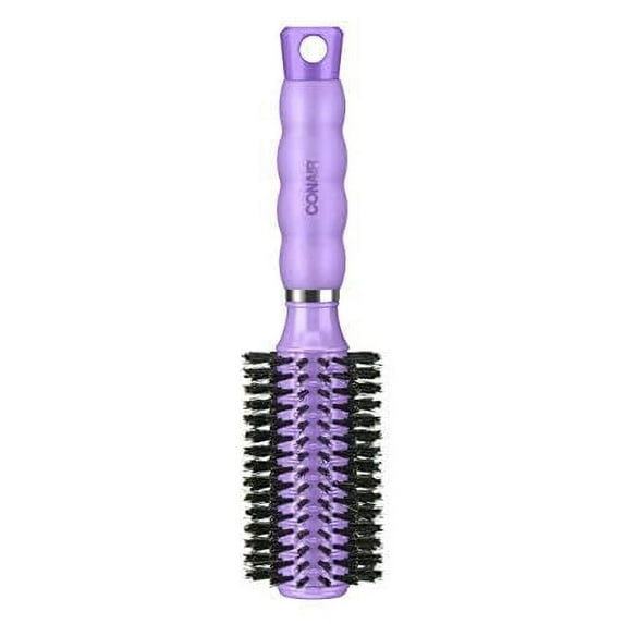 Conair Hair Brush with Boar Bristle, Gel Grips, Medium, Round, Assorted Colors