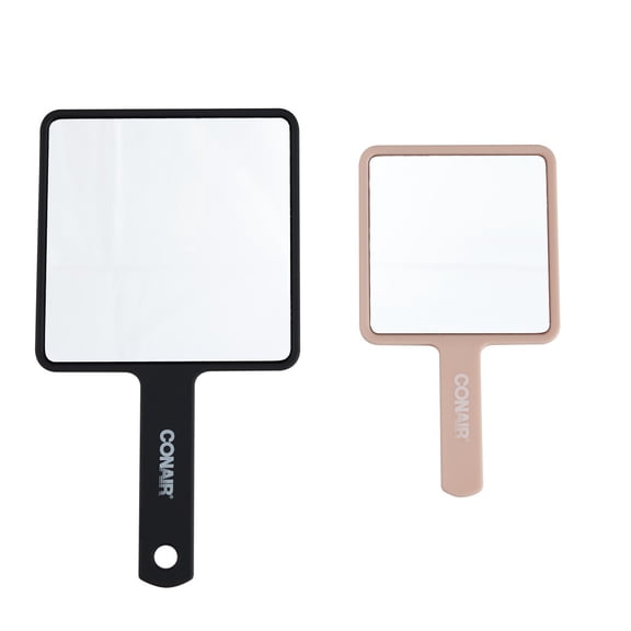 Conair Handheld Square Mirrors, Standard Magnification, 2 Count