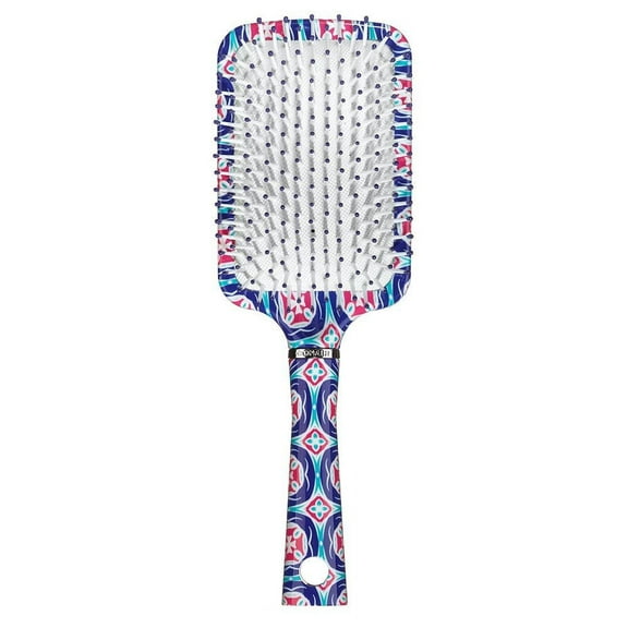 Conair Impressions 9.75  Nylon Square Paddle Hair Brush  Detangling  Blue Floral Print (Pack of 2)