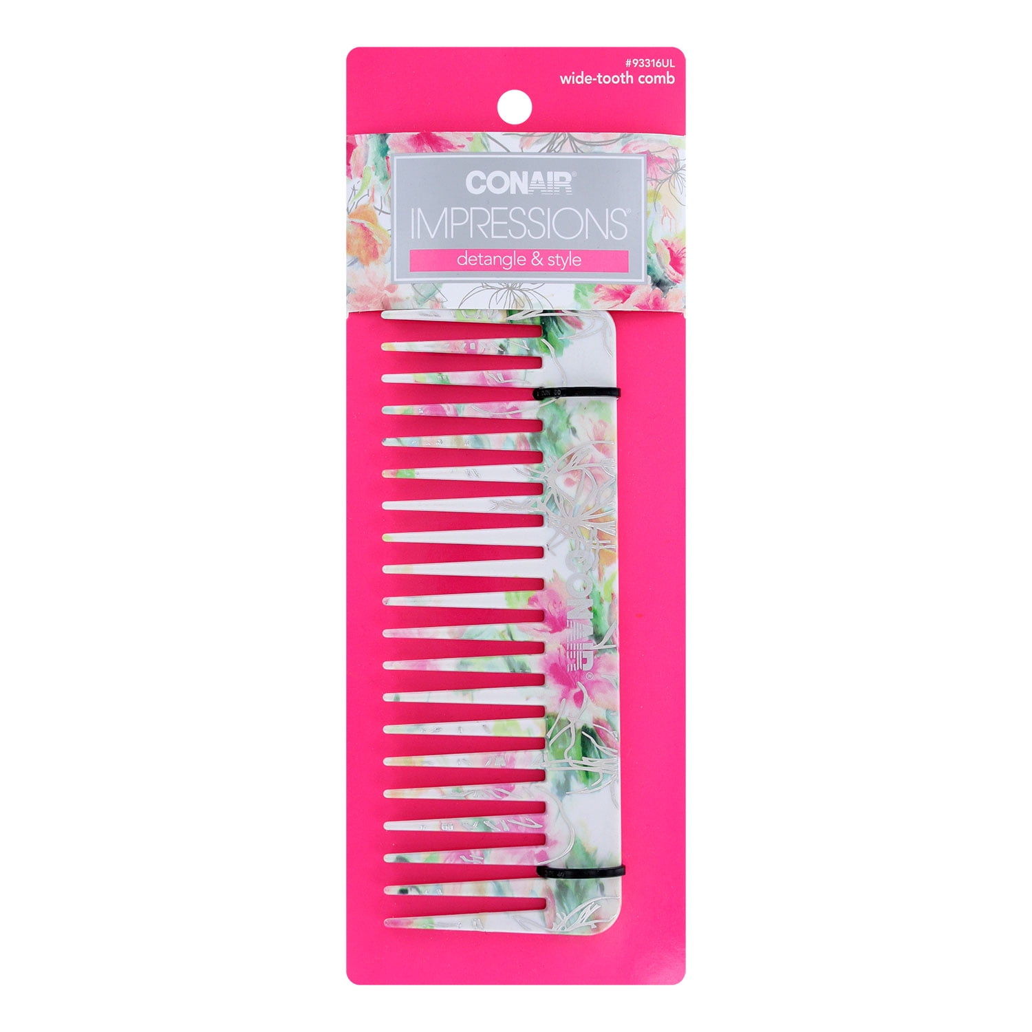Conair Impressions Detangle and Style WideTooth Comb, Floral Design, 1