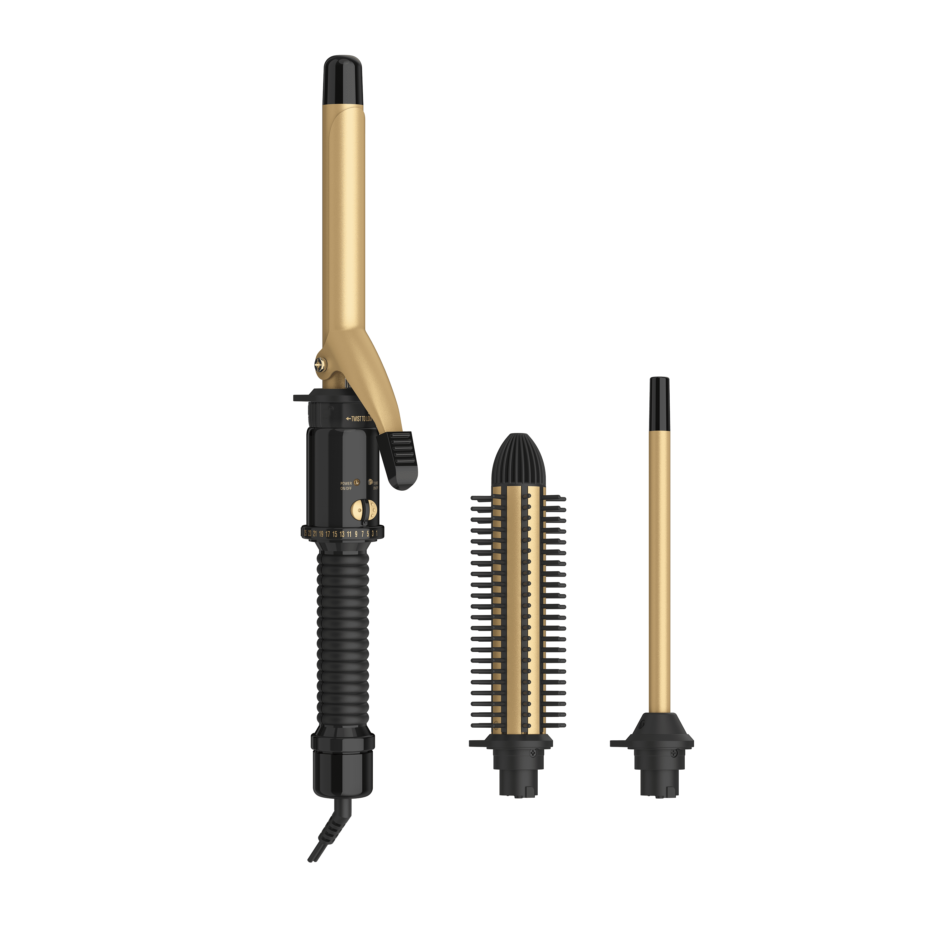 Conair Instant Heat Multi-Attachment Styler, 3 Barrels for Textured Hair, 25 Heat Settings