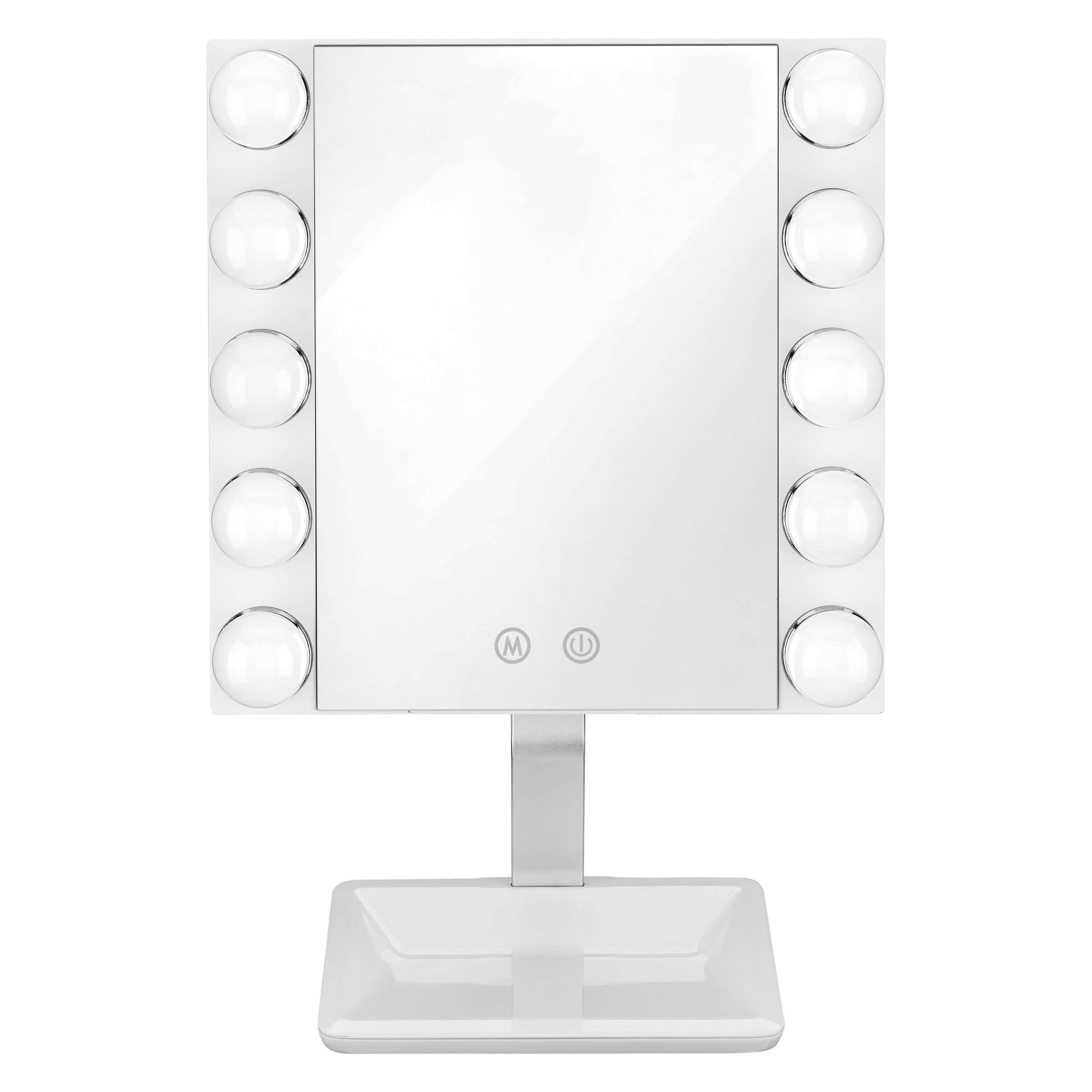 Conair LED Lighted Large Vanity Makeup Mirror, 1x magnification, Free  Standing, White Brushed finish BEHW18