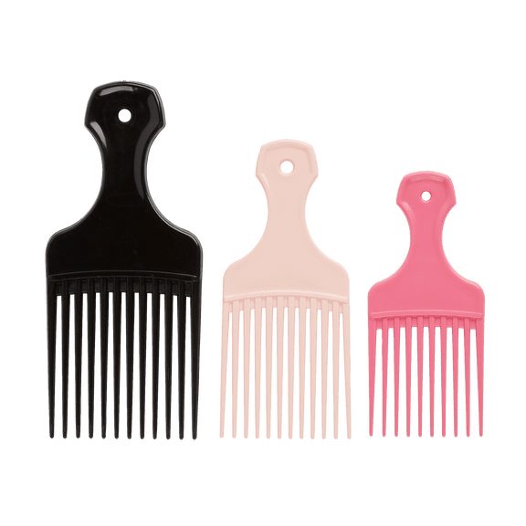 Conair Lift & Define Detangling Hair Pick Combs, 3-Pack with Small, Medium, Large