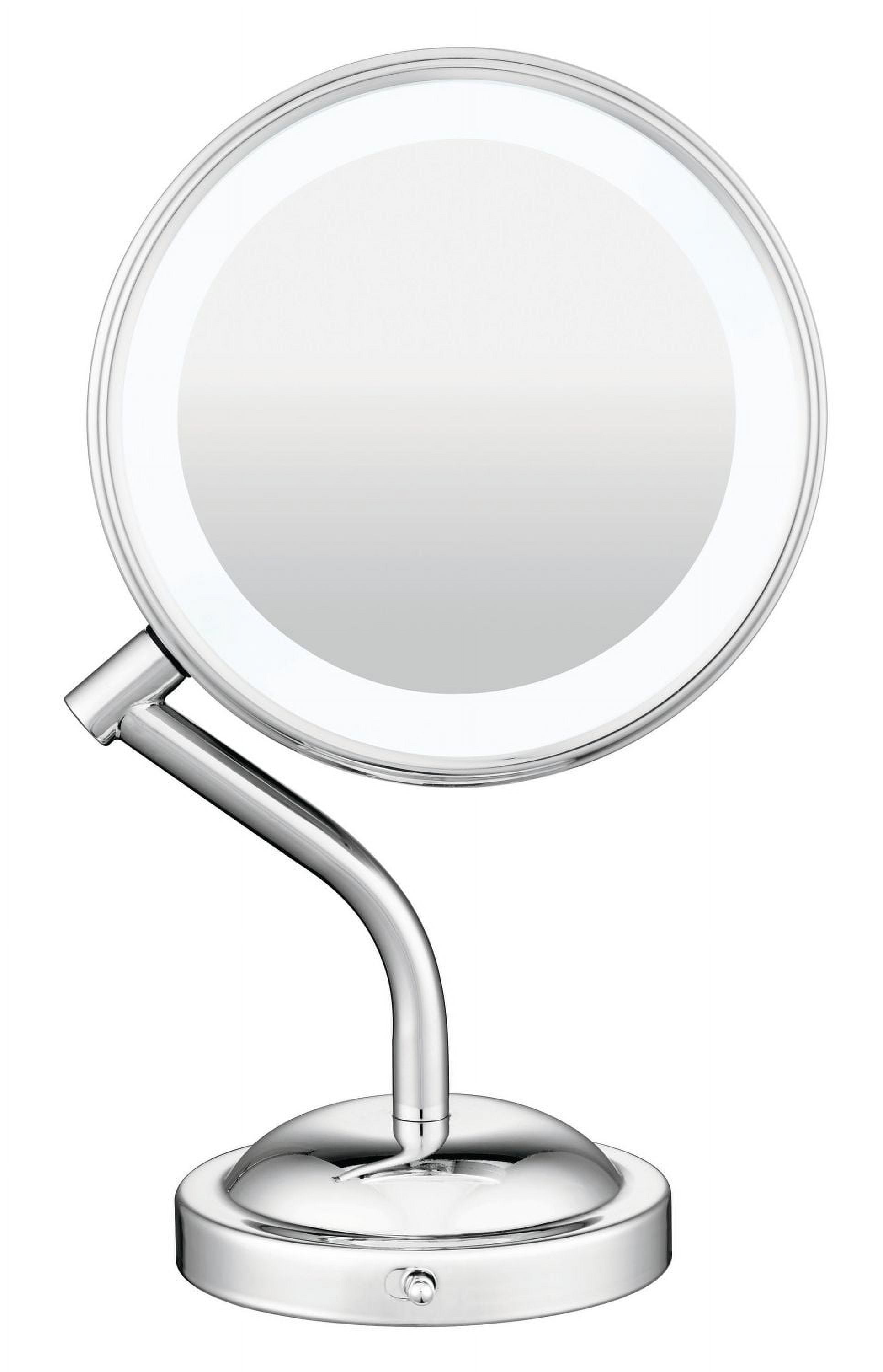 Conair Lighted Makeup Mirror with Magnification, LED Vanity Mirror, 1X/5X Magnifying  Mirror, Double Sided Mirror, Battery Operated in Rose Gold - Walmart.com, image size:1932x3000