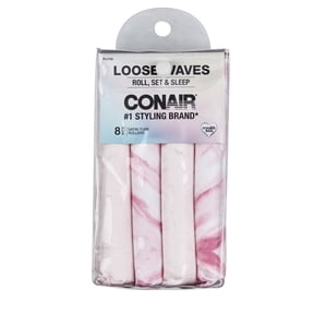 Conair Loose Waves Satin Tube Rollers, Pink, 8 Count