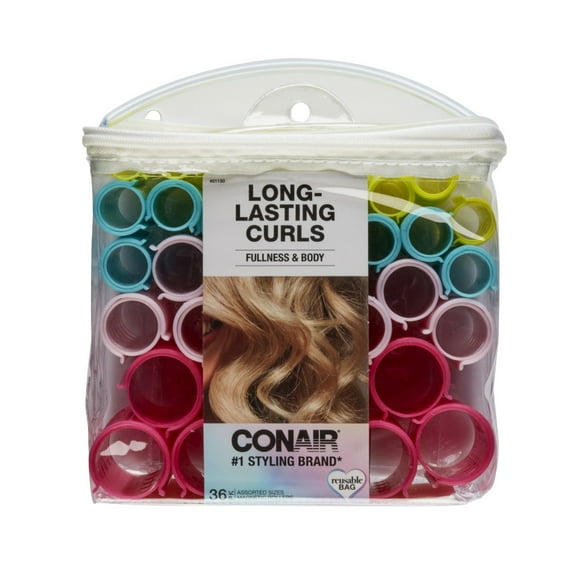 Conair Magnetic Hair Rollers, 36-Count Multi-Size Set with Snap-On Covers & Travel Pouch