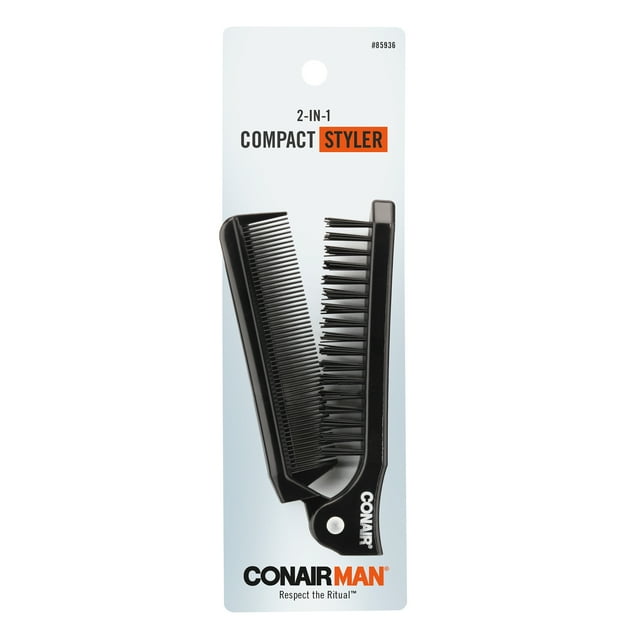Conair Man 2in1 Foldable Mixed Bristle Detangling Brush and Fine