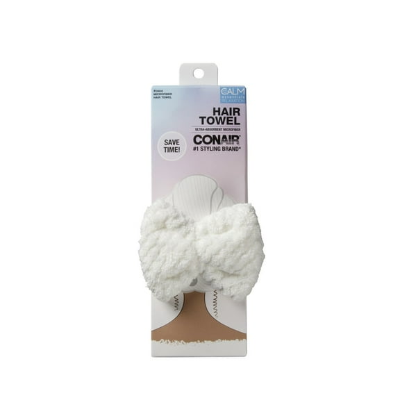 Conair Microfiber Hair Towel with Bow, White