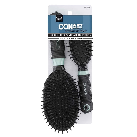 Conair Professional Full & Mid Size Nylon Cushion Brush Set, Berry, 2 Piece Assortment