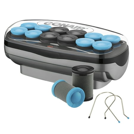 Conair Professional Jumbo and Super-Jumbo Ceramic Hot Hair Rollers, 12 Piece Set, Blue