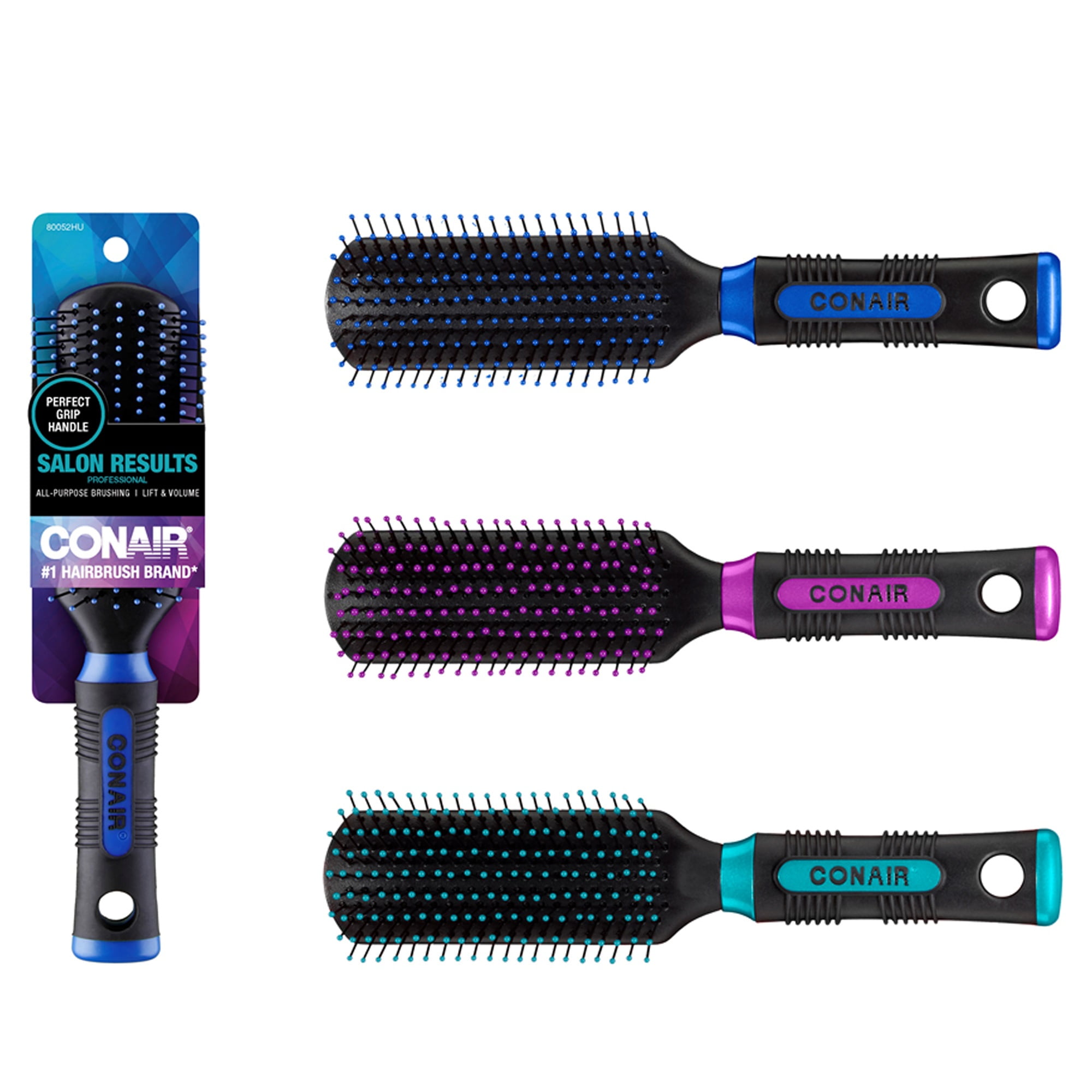 Premium Paddle Hair Brush With Roller Comb And 10 Pc Saloon Pro  Professional Comb Set (Pack