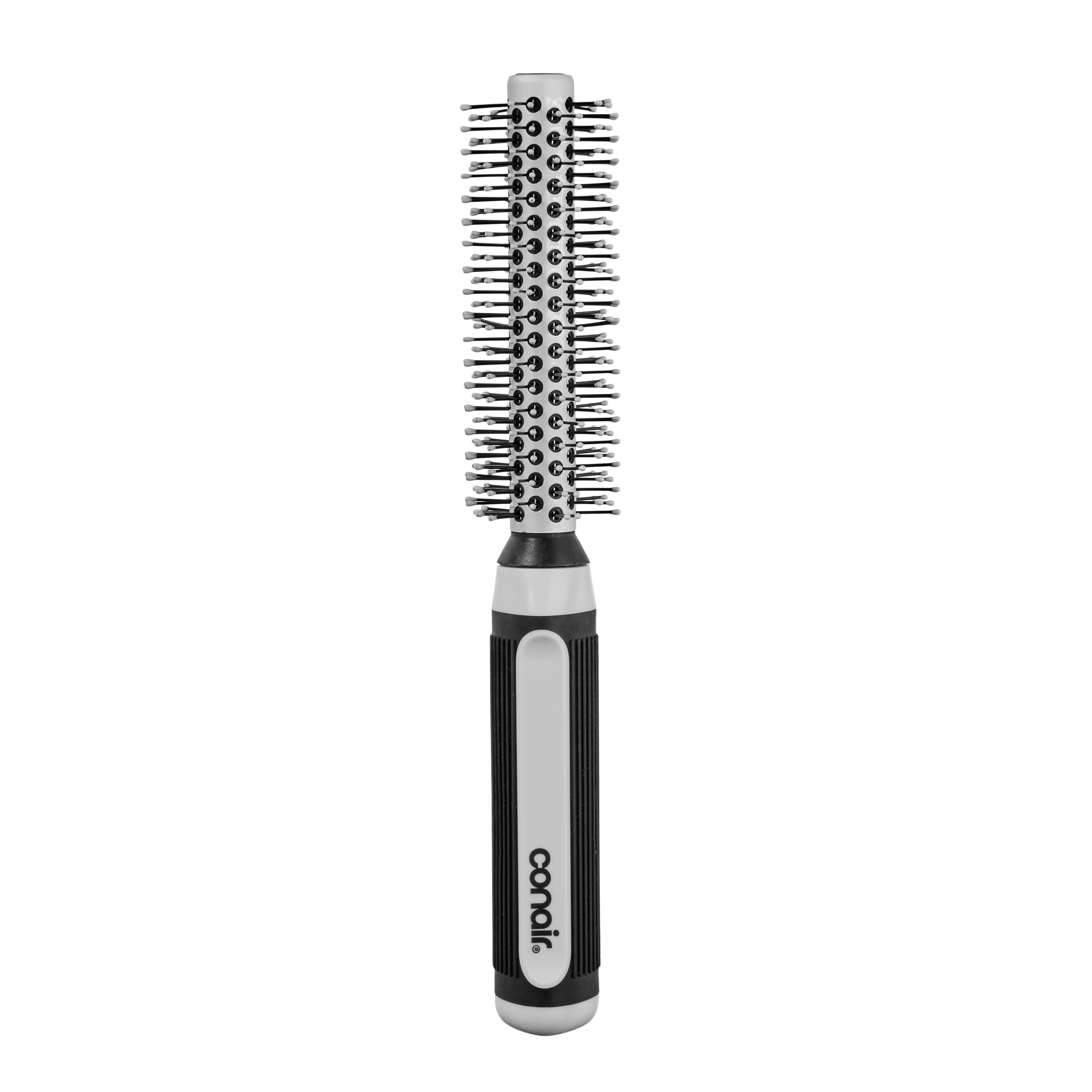 Conair Grip & Style Small Metal Round Hairbrush, Nylon Bristles and Rubber Handle