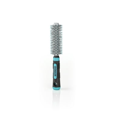 Conair Grip & Style Small Metal Round Hairbrush, Nylon Bristles and Rubber Handle