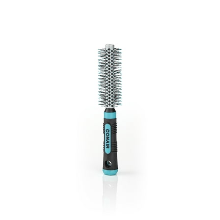 Conair Grip & Style Small Metal Round Hairbrush, Nylon Bristles and Rubber Handle