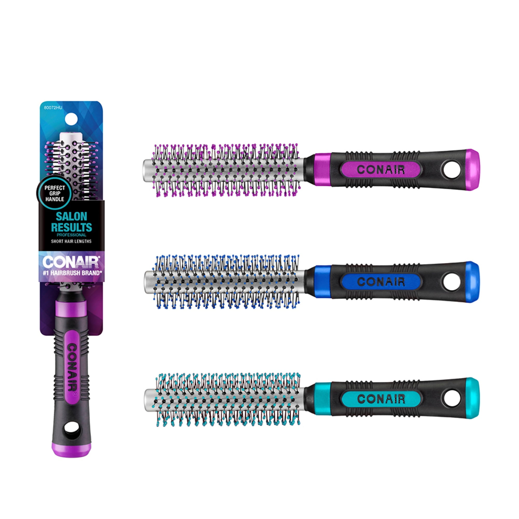 Conair Professional Small Metal Round Hairbrush with Nylon Bristles and Rubber Handle Colors Vary