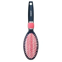 Conair Quick Smooth Cushion Hairbrush with De-Poof Shine Technology to Touch Up and Style Healthy Hair All Day, Pink and Blue, 1ct
