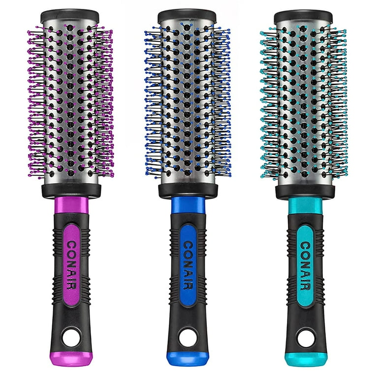 Conair Salon Results Professional Large Hot Curling Round Hair Brush With Nylon Bristles And Rubber Grip Handle For Blow Dry Styling Colors And