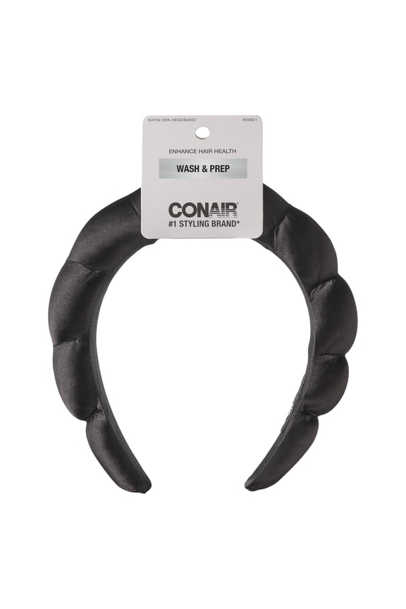 Rounded Satin Headband, Black, Super-Soft Comfort Fit