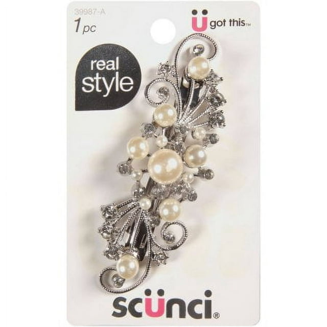 Conair Scunci Real Style Hair Barrette with Rhinestones (Pack of 16)